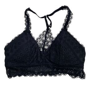 Auden Lightly Lined Racerback Bralette Black Lace Size Extra Small